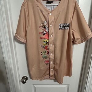 SpongeBob SquarePants Graphic Button-Up Baseball Jersey